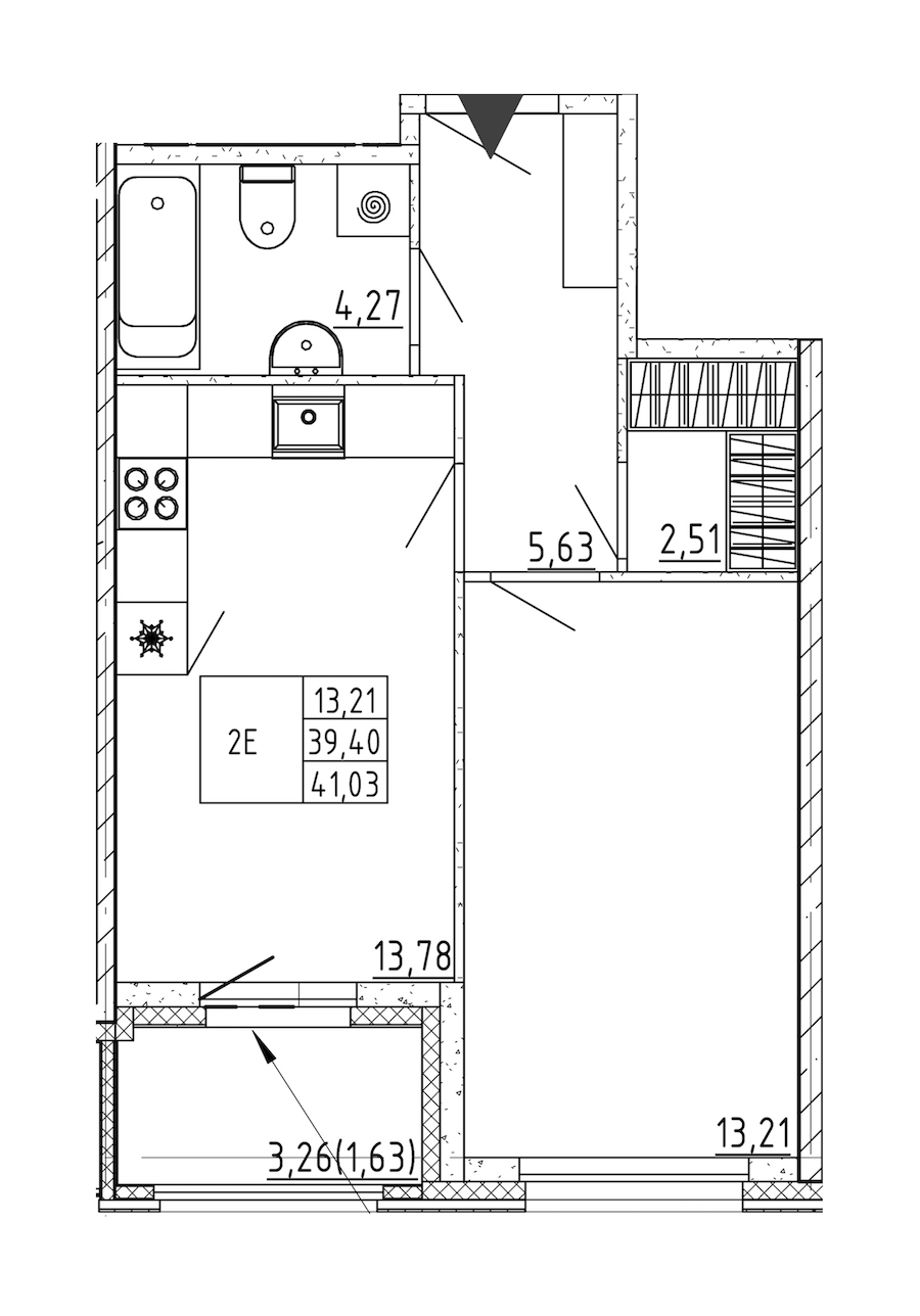 1-комнатная квартира 41.03 м², 2/12 эт., ЖК «UP! Квартал Воронцовский»